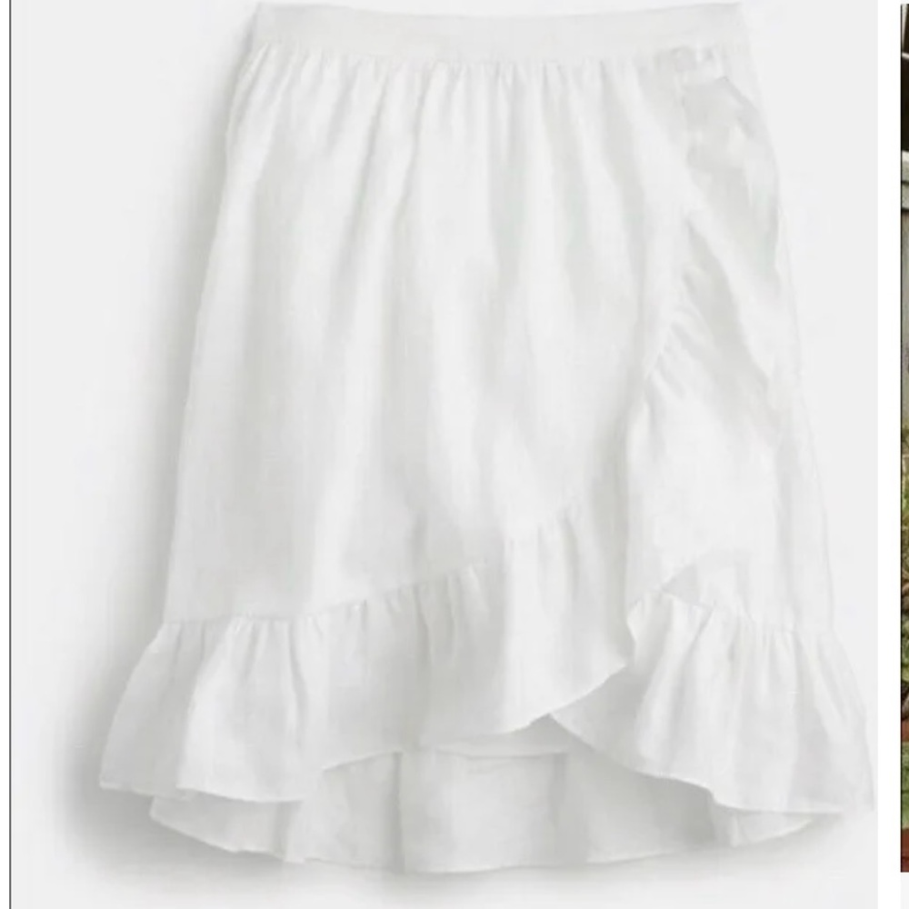 J Crew Ruffle Faux Wrap Linen Skirt
